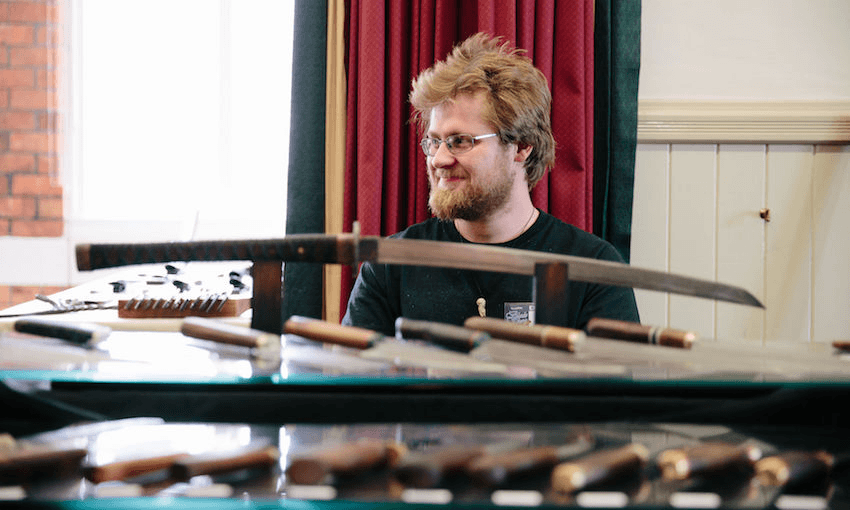 Shea Stackhouse and his sword (Photo: Sylive Whinray). 
