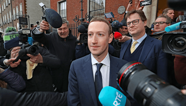 Facebook CEO Mark Zuckerberg leaving The Merrion Hotel in Dublin after a meeting with politicians to discuss regulation of social media and harmful content on April 2, 2019 (Photo by Niall Carson/PA Images via Getty Images) 
