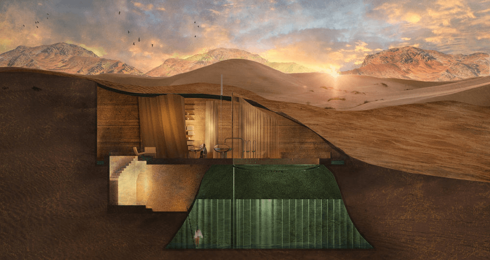 Atelier Aitken’s erosion protection and sandune home (Image: Atelier Aitken). 
