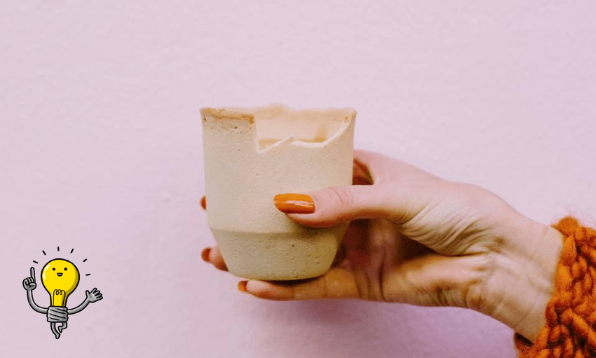 A Twiice edible coffee cup 
