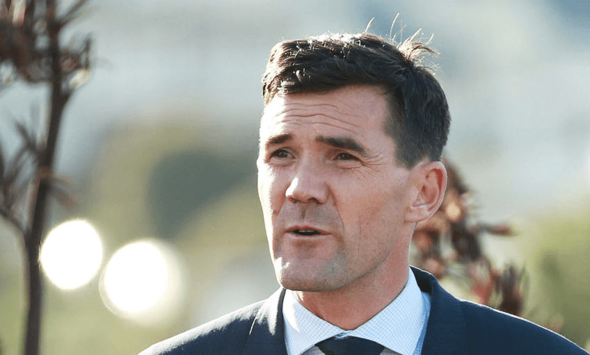 Justin Lester, speaks at the Remembrance Service at Waitangi Park following the Christchurch mosque shootings. (Photo by Hagen Hopkins/Getty Images) 
