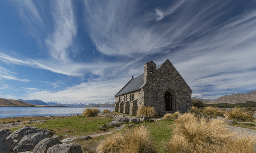 The iconic Church of the Good Shepard at Lake Tekapo, Mackenzie Basin. Photo: Getty Images 
