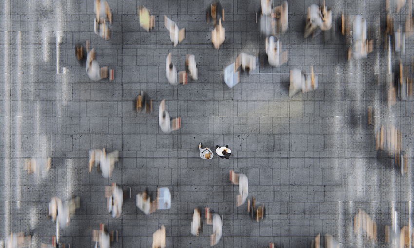 A crowd, but distanced. (Photo: Getty Images) 
