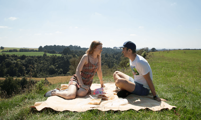 Alice May Connolly and David White play the field-crossed lovers in Kiwi comedy This Town. (Photo: Supplied) 
