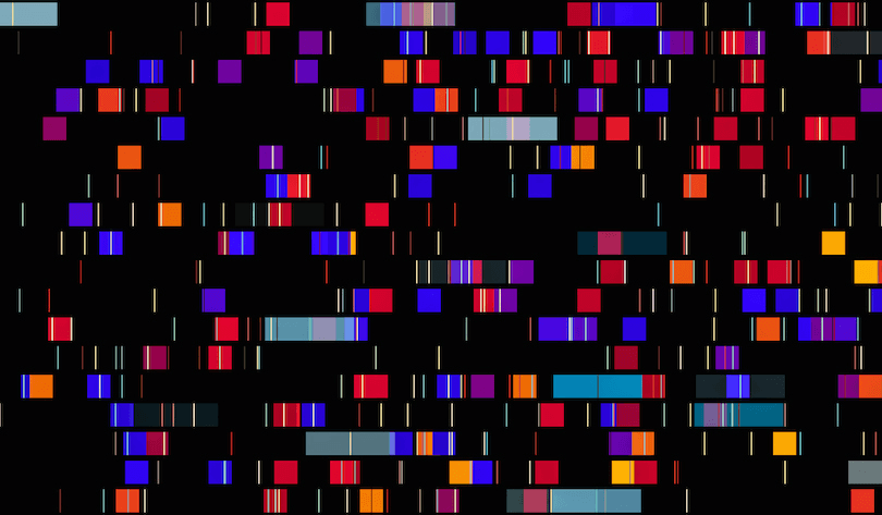 Pattern of bright tiles on a black background