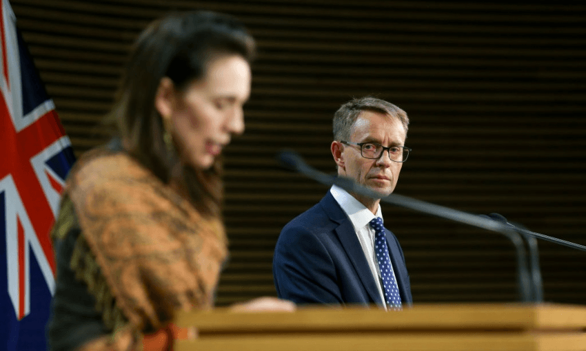 PM Jacinda Ardern and Dr Ashley Bloomfield at yesterday's press conference (Getty Images)