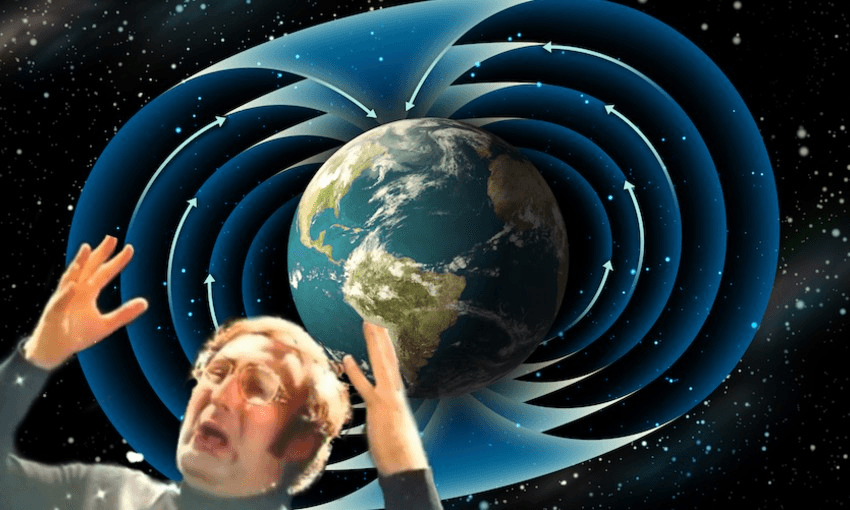 man with mind blown and the earth's magnetic poles