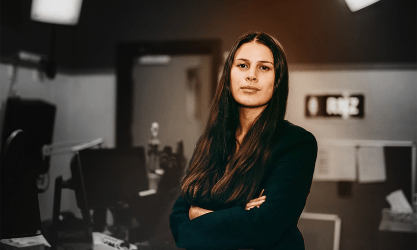 Māni Dunlop in the RNZ studio (Photo: RNZ) 
